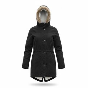 GAP Black Sherpa-Lined Hooded Utility Parka Jacket XS Faux Fur Trim Coat